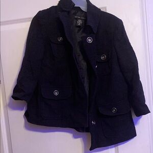 New York & Company Black Military Field Coat Structured Shoulders